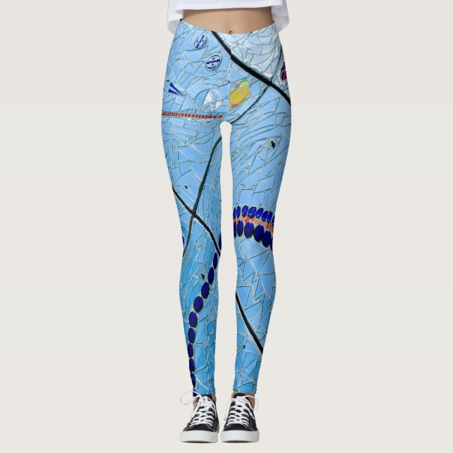 Abstrakt Blue Mirror Mosaic Leggings (Vorderseite)