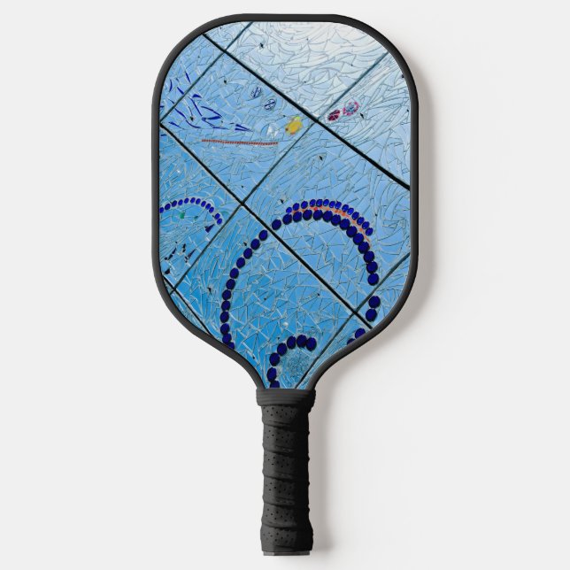 Abstrakt Blue Mirror Mosaic Pickleball Schläger (Vorderseite)