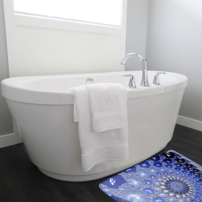 Abstrakt Blue Ombre Fraktal Bubbles Badematte (Von Creator hochgeladen)