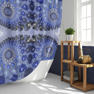 Abstrakt Blue Ombre Fraktal Bubbles Duschvorhang