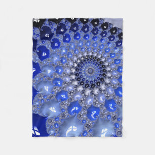 Abstrakt Blue Ombre Fraktal Bubbles Fleecedecke