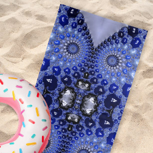 Abstrakt Blue Ombre Fraktal Bubbles Strandtuch