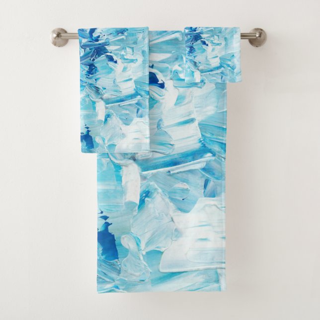 Abstrakt Blue Paint Waves Badhandtuch Set (Insitu)
