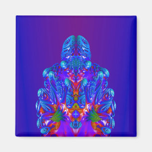 Abstrakt Blue Robot Magnet