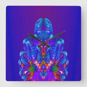 Abstrakt Blue Robot Quadratische Wanduhr