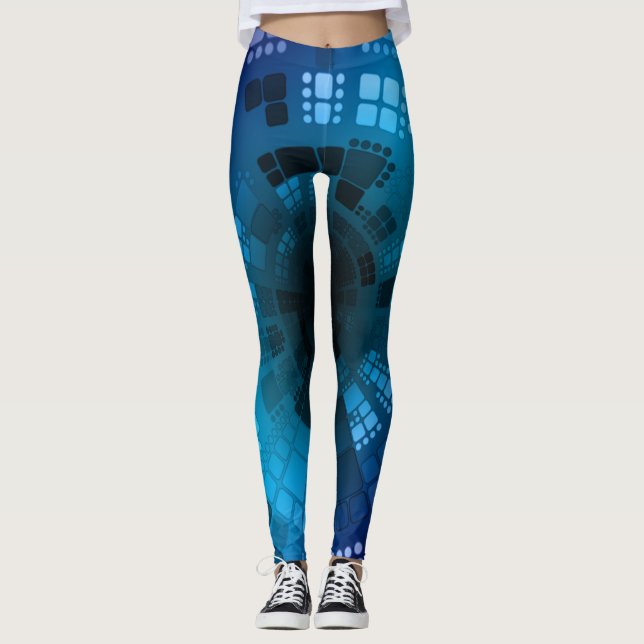 Abstrakt Blue Sea Gold Diamond Seashell Leggings (Vorderseite)