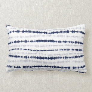 Abstrakt Blue Shibori Horizontal Lines Lendenkissen