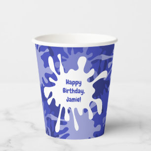 Abstrakt Blue Spritzer Painting Geburtstagsparty Pappbecher