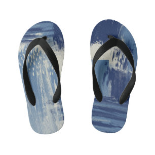 Abstrakt Blue und Elfenbein Kinderbadesandalen
