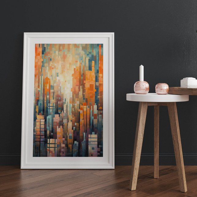 Abstrakt Blue und Orange City Architecture Poster (Von Creator hochgeladen)
