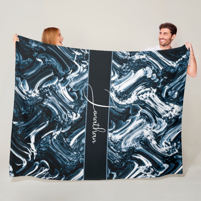 Abstrakt Blue Wave Fleecedecke (Beispiel)