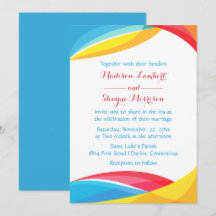 Abstrakt Blue Wedding Rainbow Wave Red & Yellow