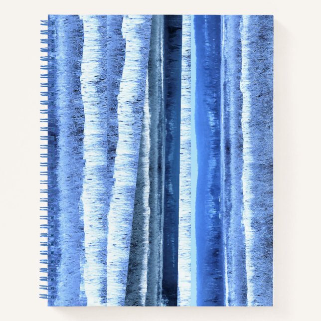 Abstrakt Blue White Winter Forest SpiralNotebook Notizbuch (Vorderseite)