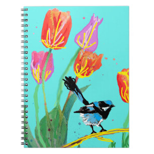 Abstrakt Blue Wren Australian Bird Birds Notebook Notizblock