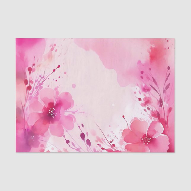 Abstrakt blühendes Aquarellfarbenrosa Seidenpapier (Vorderseite)