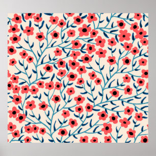 Abstrakt: Blühendes Vintages Muster. Poster