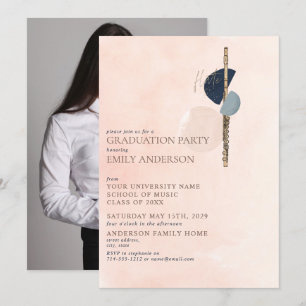 Abstrakt Blush Pink Gold Flute Foto Abschluss Einladung