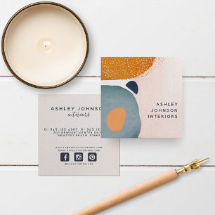 Abstrakt Blush Pink Terra Cotta Navy Social Media Quadratische Visitenkarte