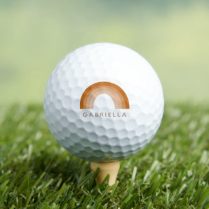 Abstrakt Boho 70er Rainbow Terracotta Personalisie Golfball