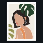 Abstrakt Boho Female Female Print Poster<br><div class="desc">Eine abstrakte,  von Monstera-Blätter umgebene Plakatwand mit weiblichen Gesichtern ist einfach und auffallend,  sie sieht gut aus in Ihrem Wohnzimmer oder Schlafzimmer. © Mini Moi Prints</div>