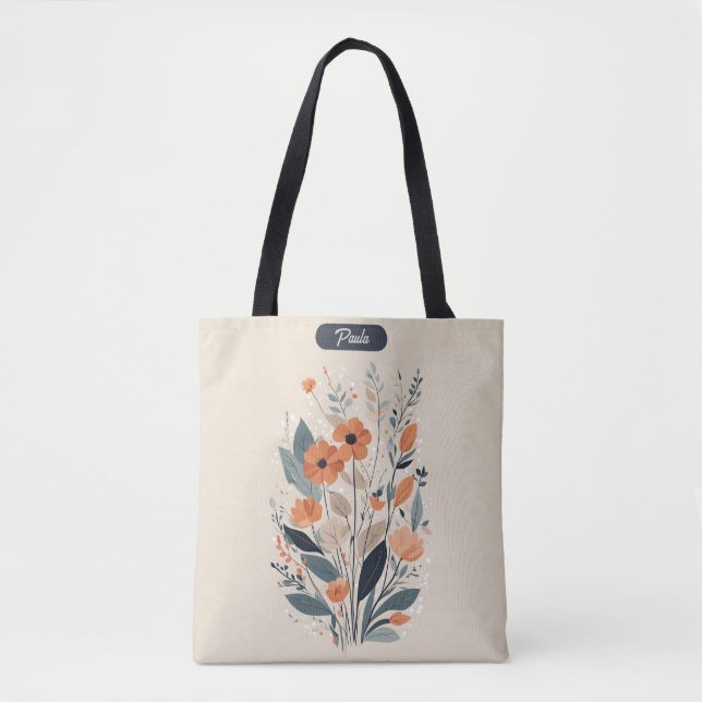 Abstrakt Boho Floral Raw Sienna und Lachs (Vorderseite)