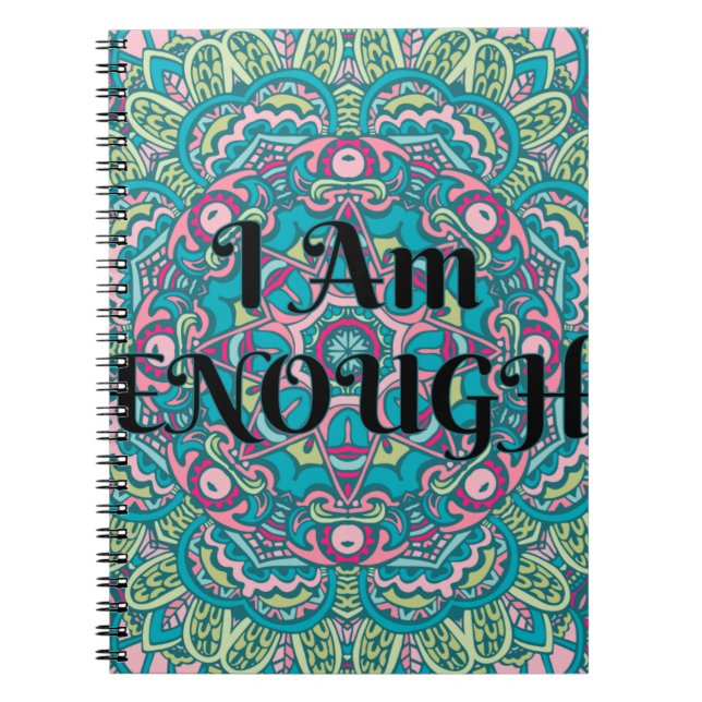 Abstrakt Boho Mandala Ich bin genug Bestätigung Notizblock (Vorderseite)