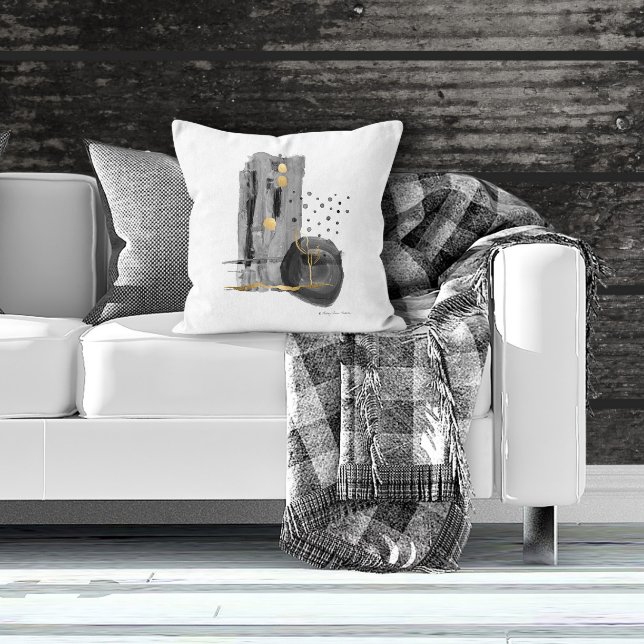 Abstrakt Boho Moderner Stil Schwarz-weiße Farbe Kissen (Von Creator hochgeladen)