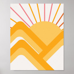 Abstrakt Boho Retro Landschaft Poster