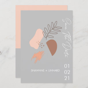 Abstrakt Boho Script Save the Date Foto Gray Mute Einladung