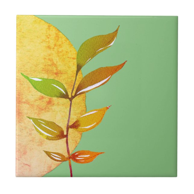 Abstrakt botanisch auf grün fliese (Vorderseite)