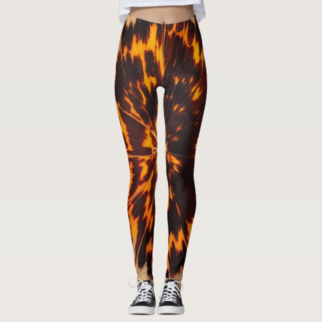 Abstrakt-braun-schwarze Textur-Chic-TortoiseShell Leggings (Vorderseite)