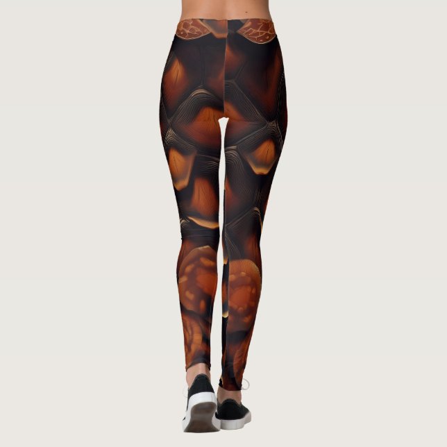 Abstrakt-braun-schwarze Textur-Chic-TortoiseShell Leggings (Rückseite)
