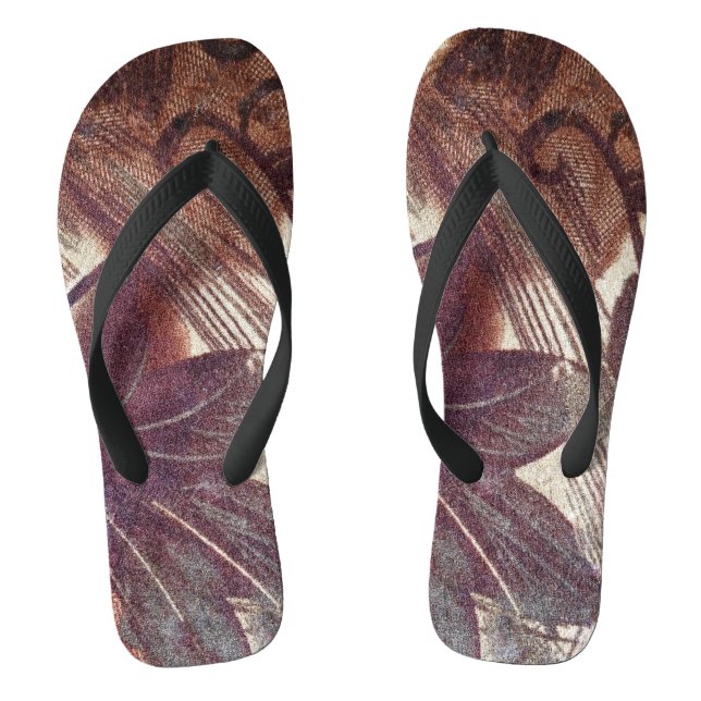 Abstrakt-braune Blumenmuster 1 Flip Flops (Fußbett)