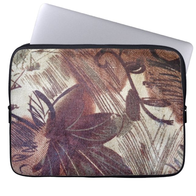 Abstrakt-braune Blumenmuster 1 Laptopschutzhülle (Vorderseite)