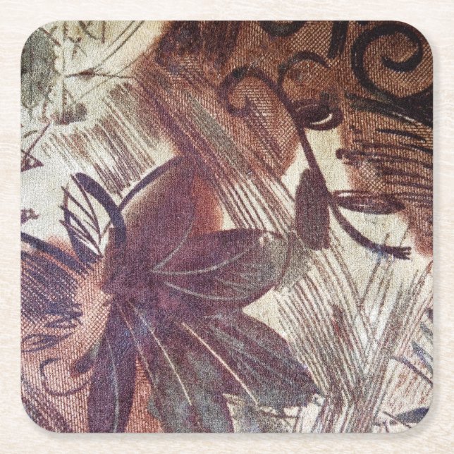 Abstrakt-braune Blumenmuster 1 Rechteckiger Pappuntersetzer (Vorderseite)