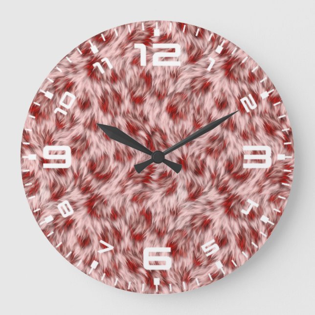 Abstrakt-braune Fabric Pelz Hintergrund-24602 Große Wanduhr (Vorderseite)