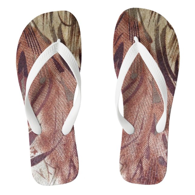 Abstrakt-braunes Blumendesign 2 Flip Flops (Fußbett)