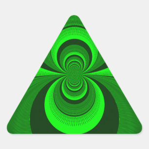 Abstrakt Bright Green Groovy Kaleidoscope Muster Dreieckiger Aufkleber