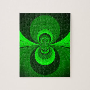 Abstrakt Bright Green Groovy Kaleidoscope Muster Puzzle