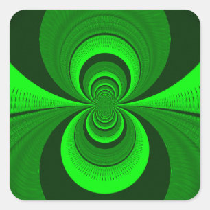 Abstrakt Bright Green Groovy Kaleidoscope Muster Quadratischer Aufkleber