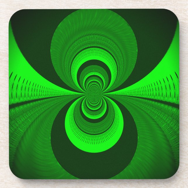 Abstrakt Bright Green Groovy Kaleidoscope Muster Untersetzer (Vorderseite)