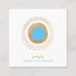 Abstrakt Bronze Aquamarin Circle Jewelier Maker Quadratische Visitenkarte