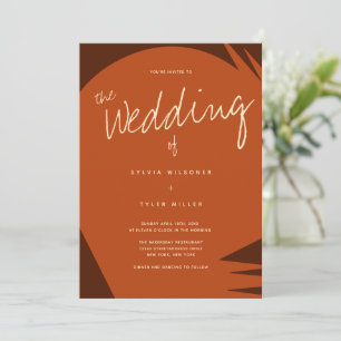 Abstrakt Brown Burnt Orange Typografy Wedding Einladung