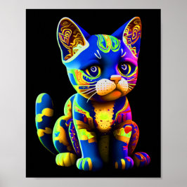 Abstrakt Cat Funny Colorful Cat Poster