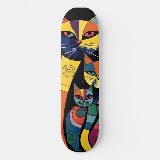 Abstrakt Cat Kitten Skateboard (Vorderseite)