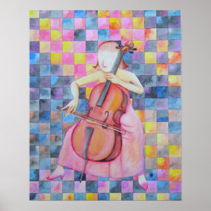 Abstrakt Cello Female Poster