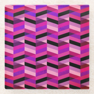Abstrakt Chevron/Fischgrätenmuster   Lila & Violet Glasuntersetzer