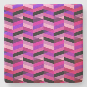 Abstrakt Chevron/Fischgrätenmuster   Lila & Violet Steinuntersetzer
