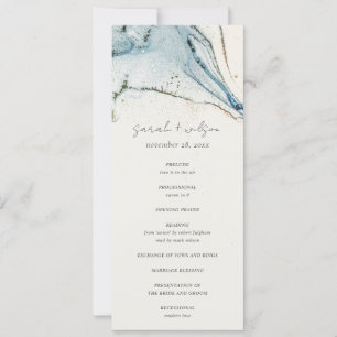 Abstrakt Chic Blue Gold Beachy Wedding Programm