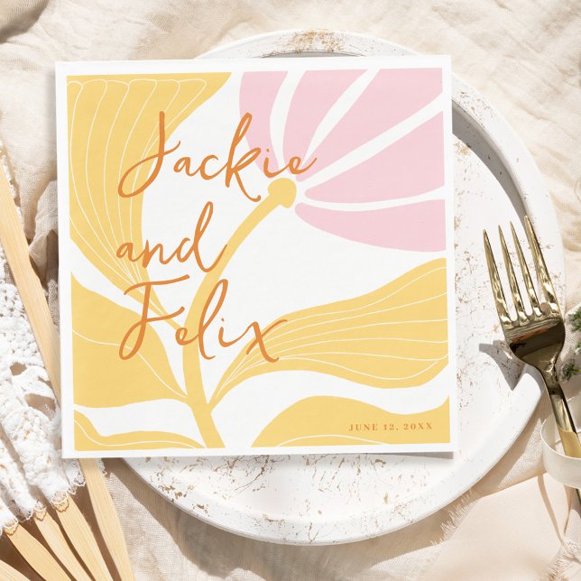 Abstrakt-Chic Retro farbenfrohe Blumenhochzeit Serviette (Abstract Chic Retro Colorful Floral Wedding Napkins)